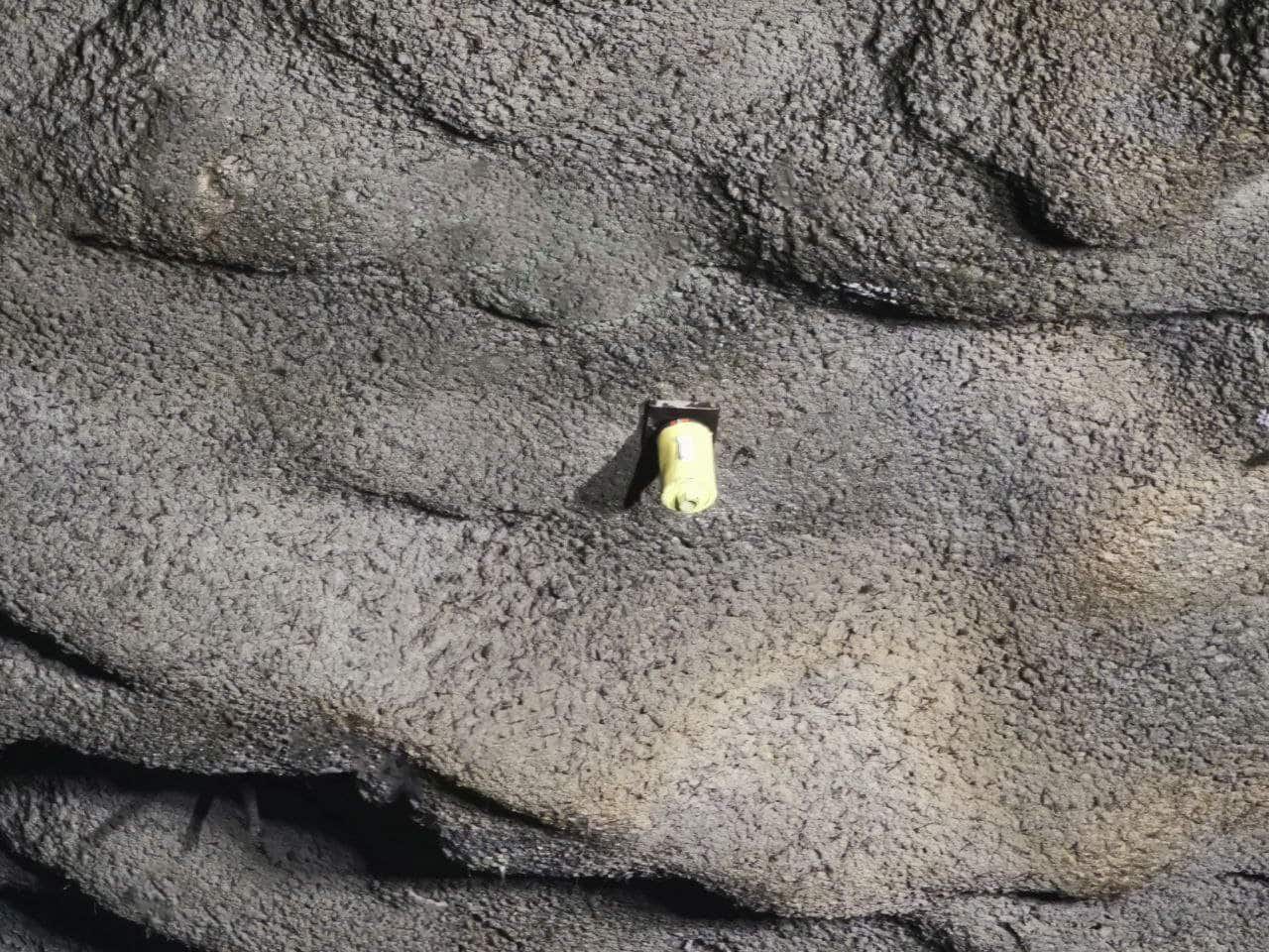 Figure 4: Example of an RBM-VX smart rock bolt installed in the ceiling of an underground mining tunnel.